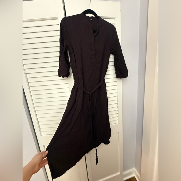 Elegant Brown Dress with Black stripes/striped Dress - Picture 1 of 3